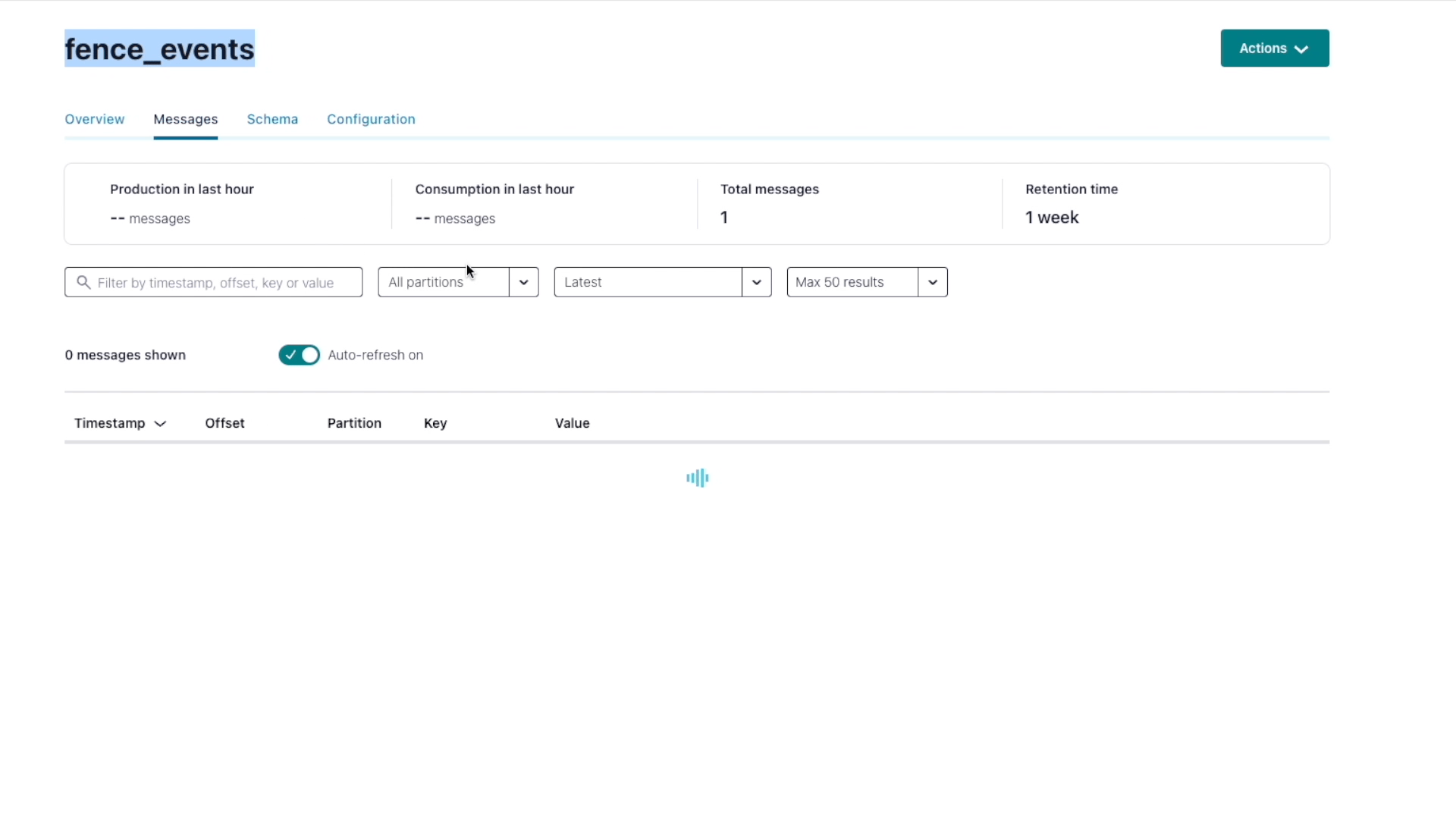 Events streaming into Confluent from Kinetica