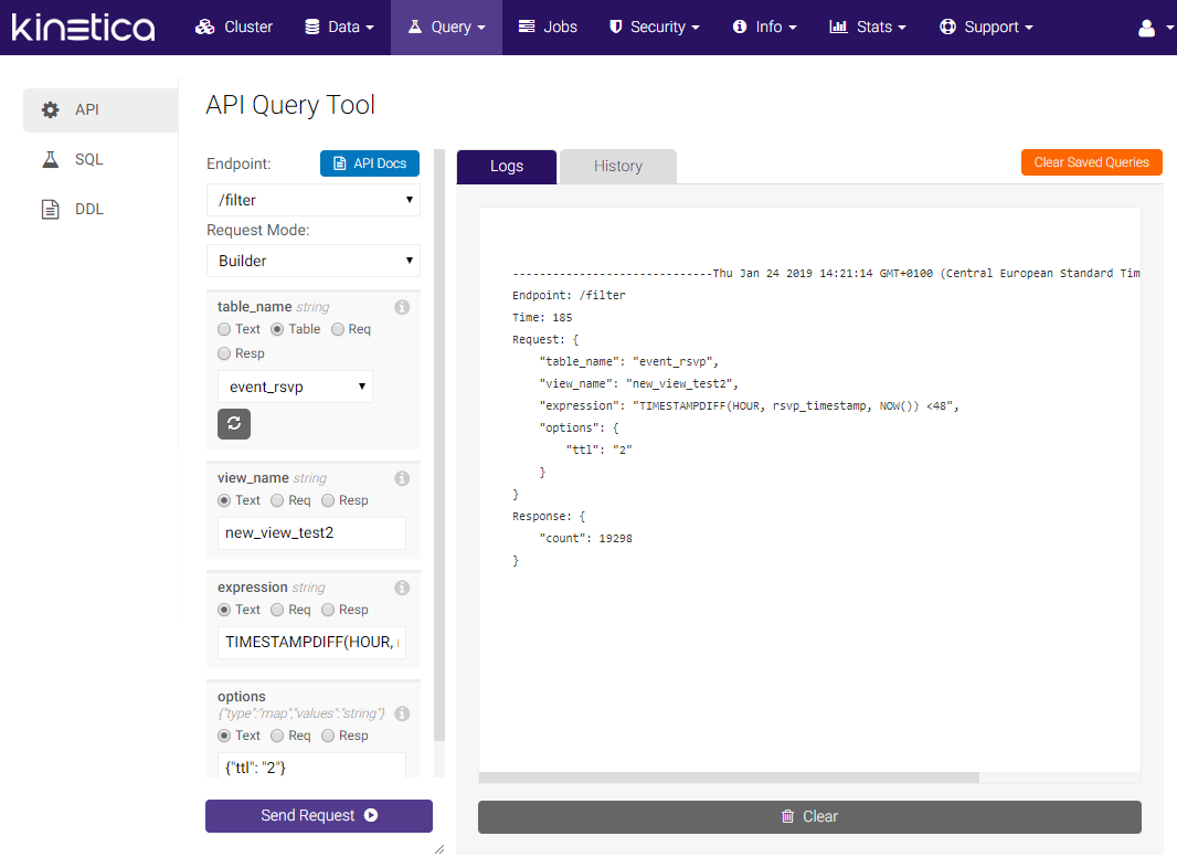Kinetica API Query Tool