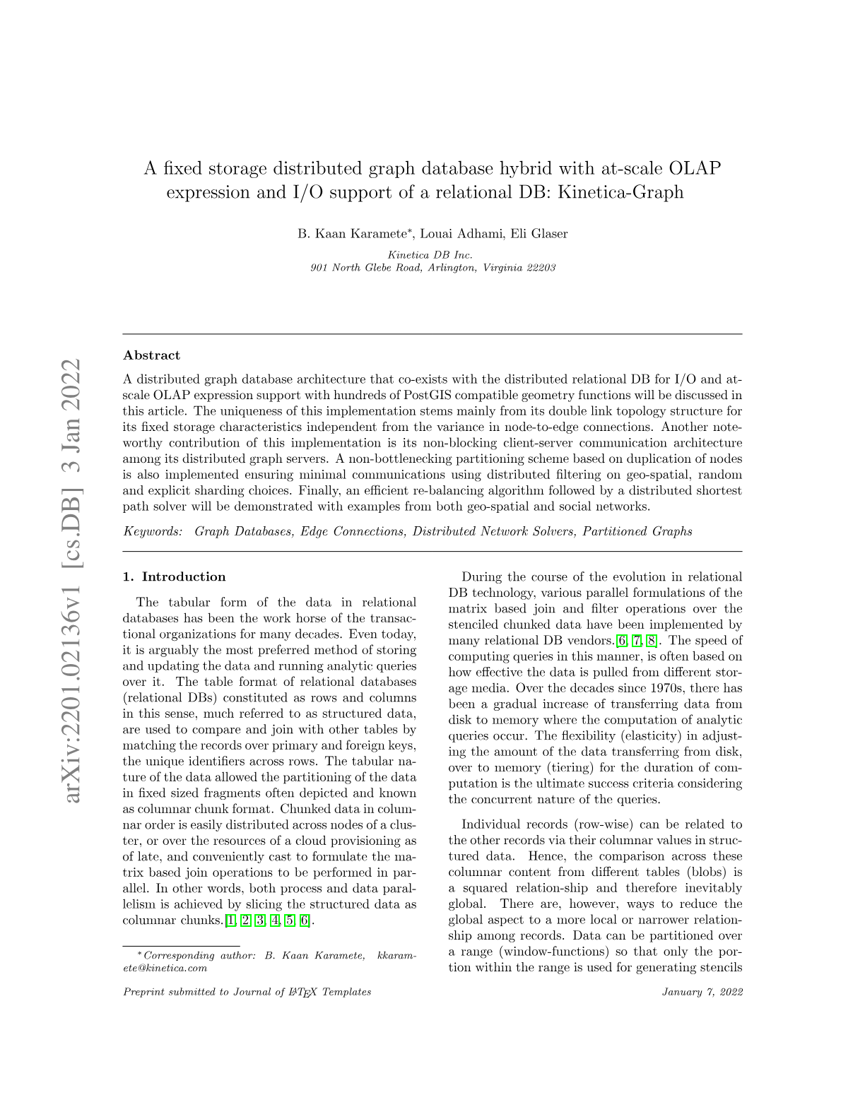 A Fixed Storage Distributed Graph Database Hybrid With At Scale Olap Expression And I O Support Of A Relational Db Kinetica Graph