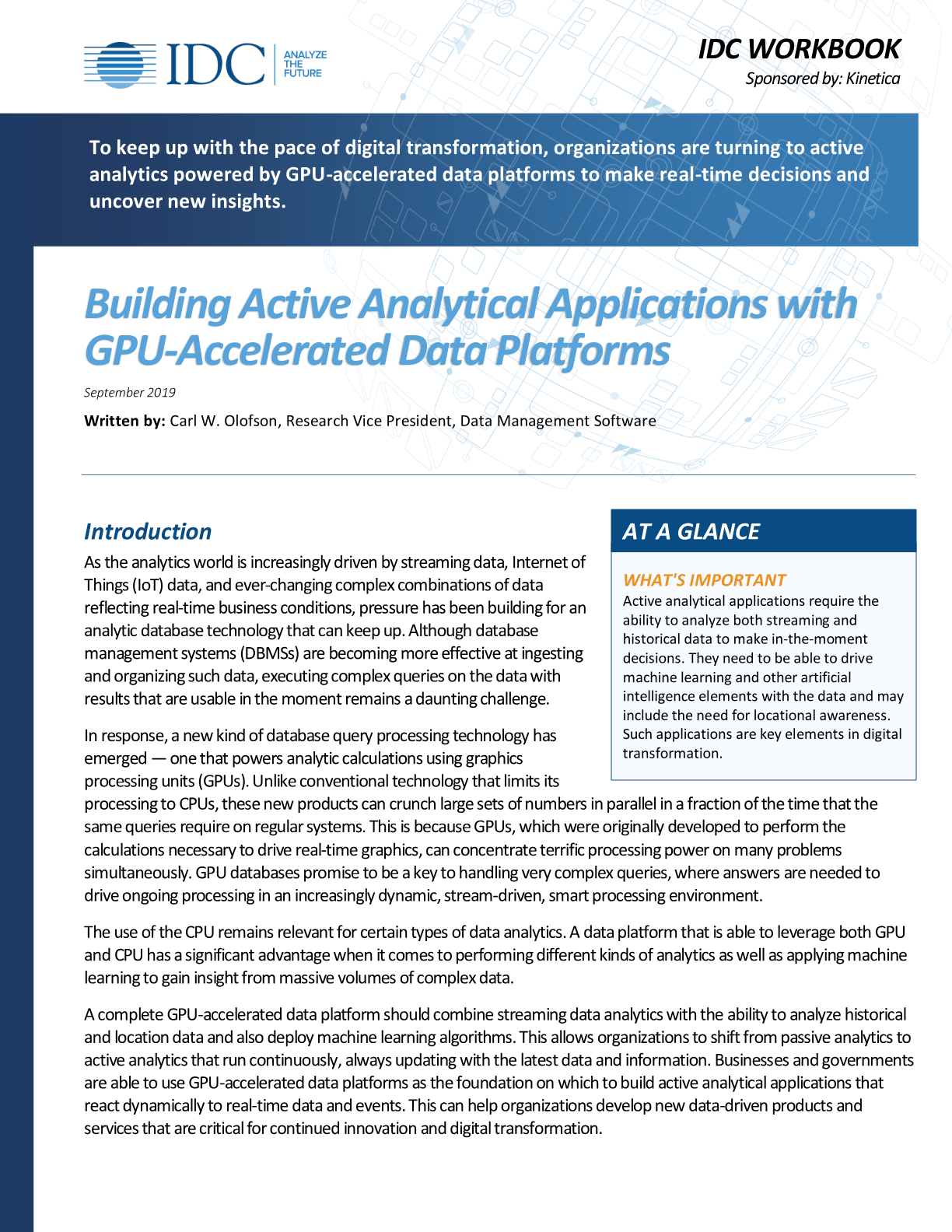 Building Active Analytical Applications With Gpu Accelerated Data Platforms